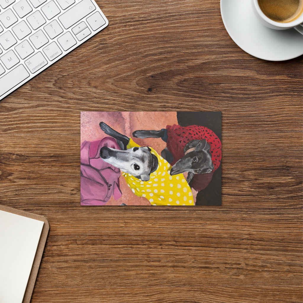 Greyhound art greeting card shown as a thoughtful gift for dog lovers
