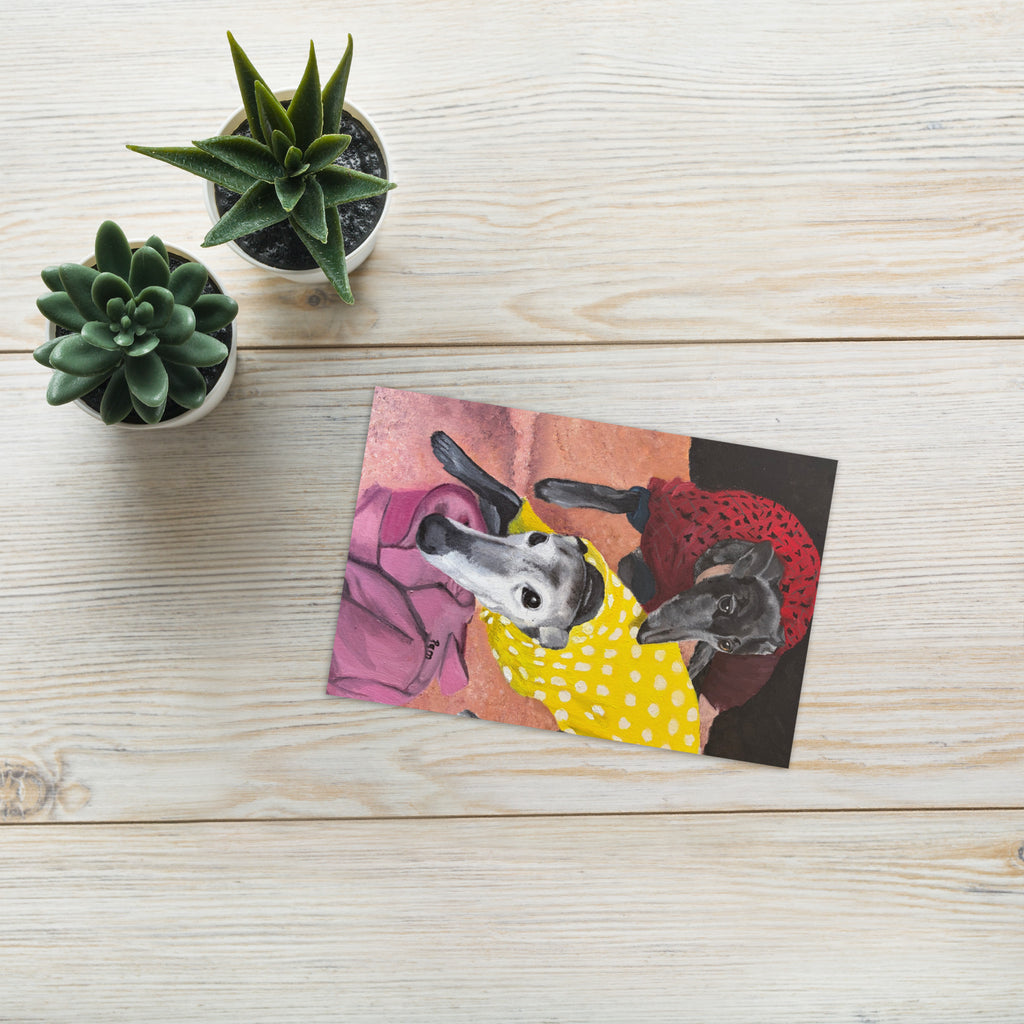 Greyhounds at Rest greeting card available in three sizes 4x6