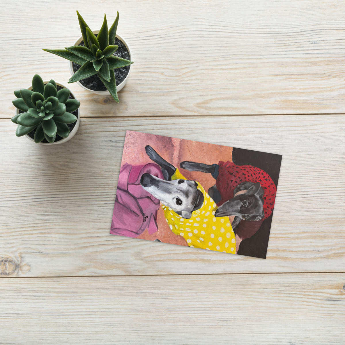 Greyhounds at Rest greeting card available in three sizes 4x6